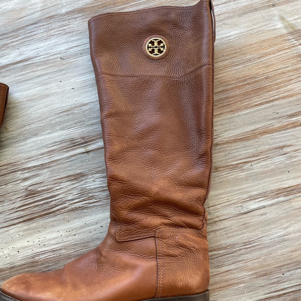 Brown Tory Burch knee high boots (wide calf)